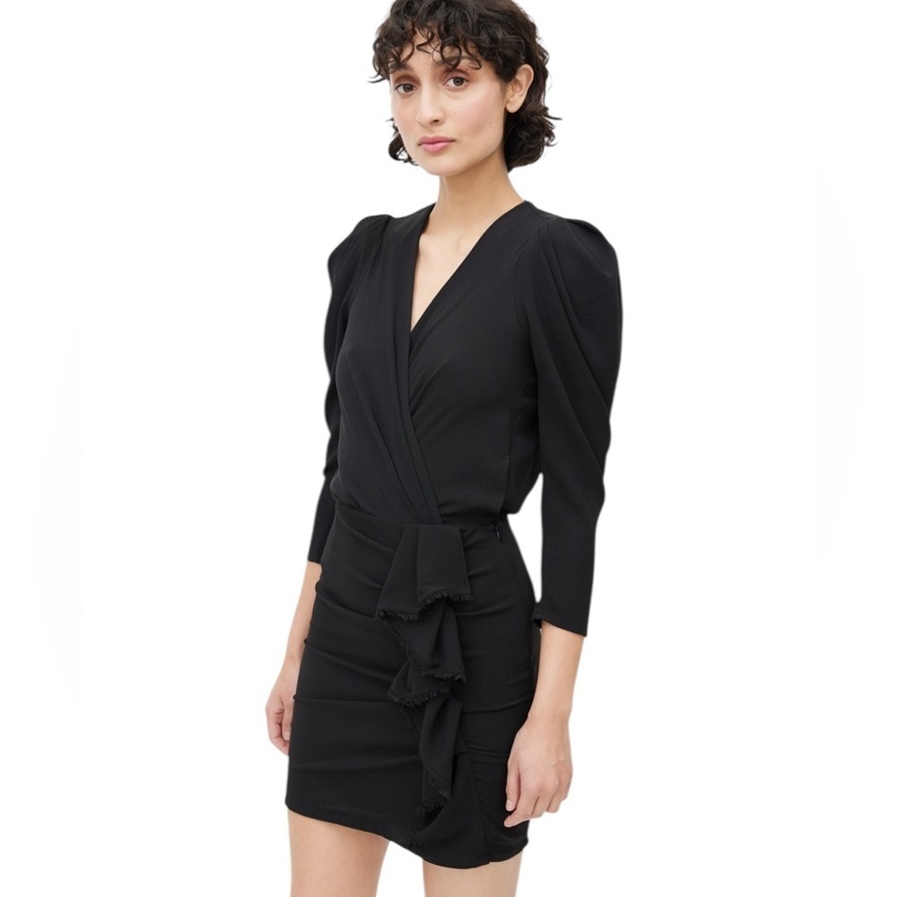 ba&sh Paris Black Long Sleeve v neck Dress XS